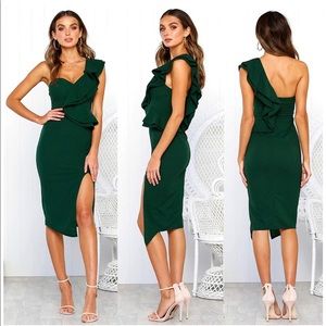 Sexy Ruffle One Shoulder Sleeveless Split Bodycon